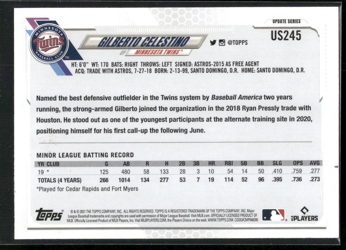 2021 Topps Update #US245 Gilberto Celestino