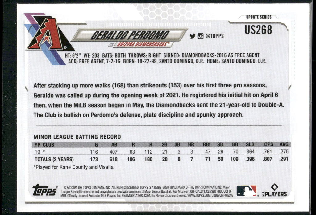 2021 Topps Update #US268 Geraldo Perdomo