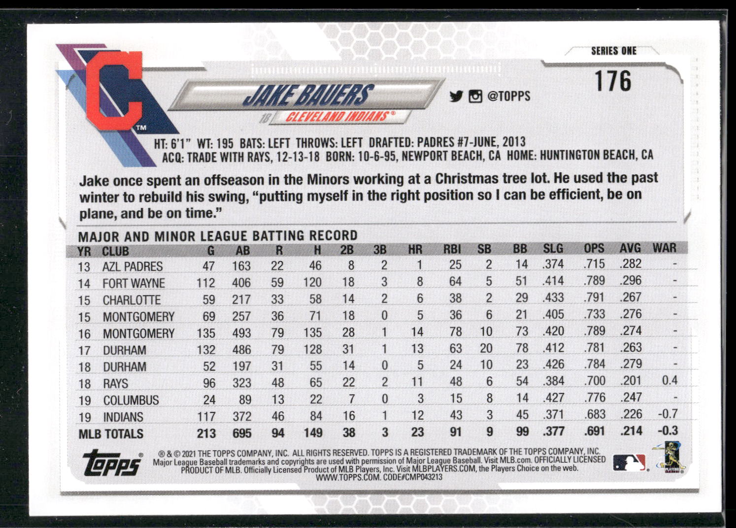 2021 Topps #176a Jake Bauers