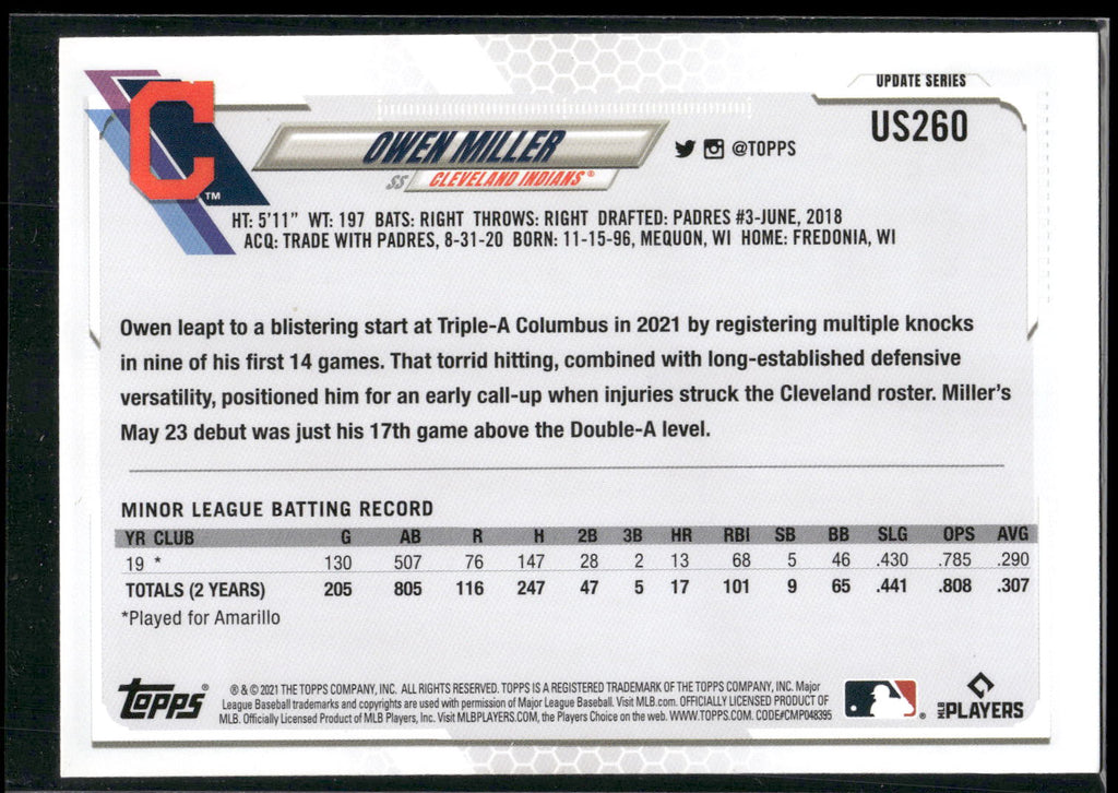 2021 Topps Update #US260 Owen Miller