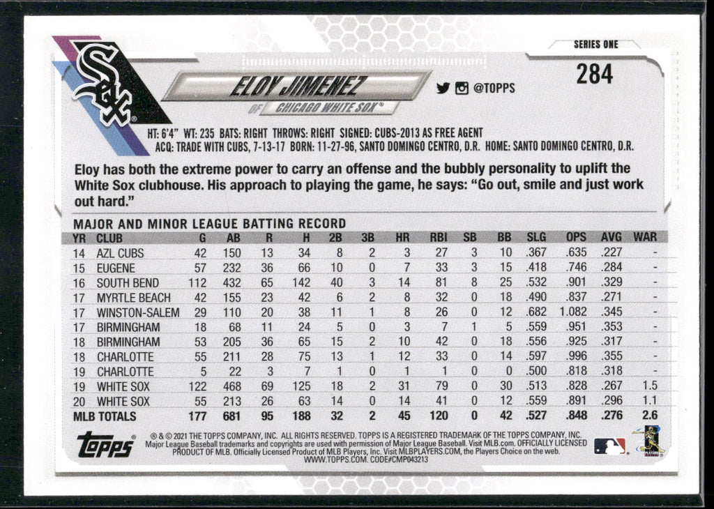 2021 Topps #284a Eloy Jimenez