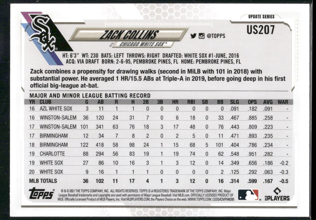 2021 Topps Update #US207 Zack Collins