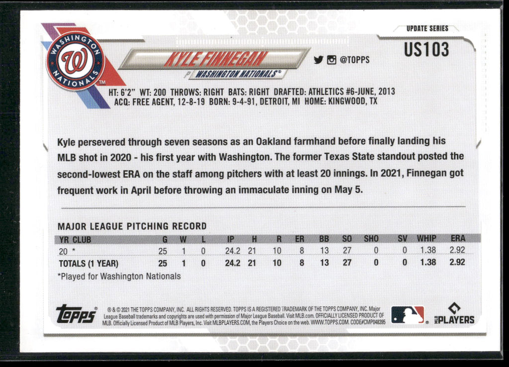 2021 Topps Update #US103 Kyle Finnegan