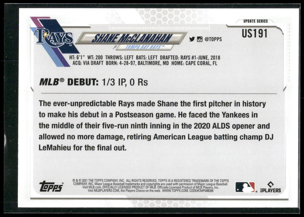 2021 Topps Update #US191 Shane McClanahan