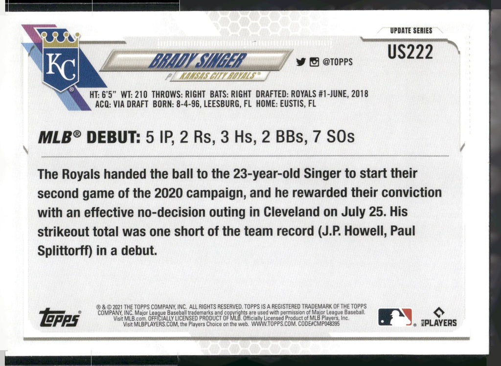 2021 Topps Update #US222 Brady Singer