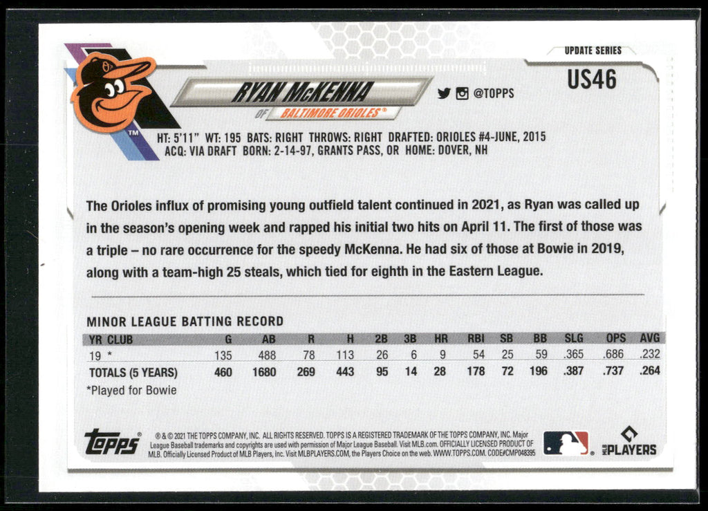 2021 Topps Update #US46 Ryan McKenna