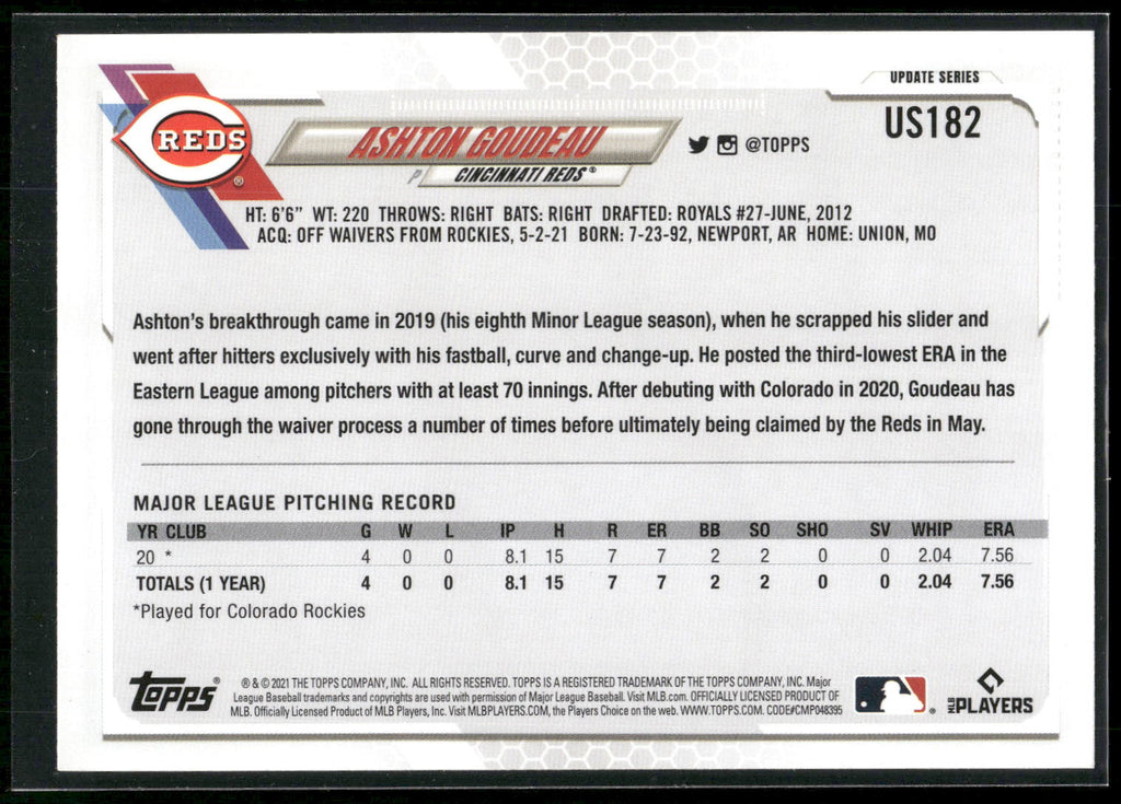 2021 Topps Update #US182 Ashton Goudeau
