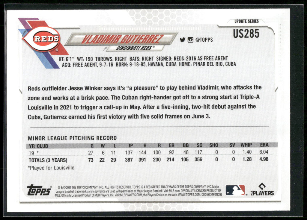 2021 Topps Update #US285 Vladimir Gutierrez