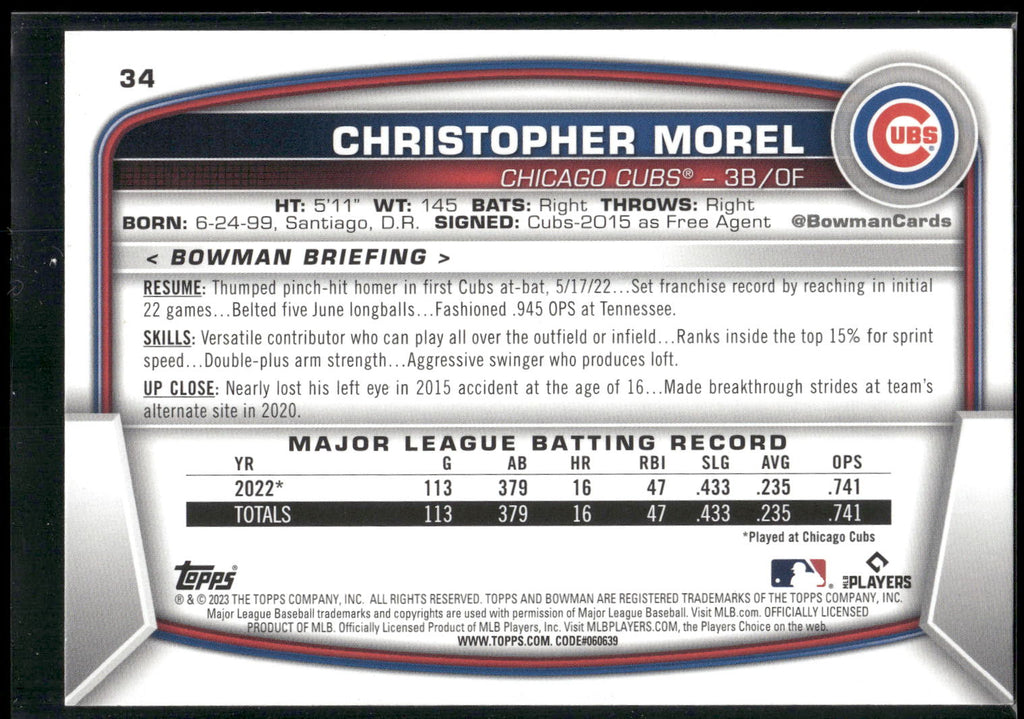 2023 Bowman #34 Christopher Morel