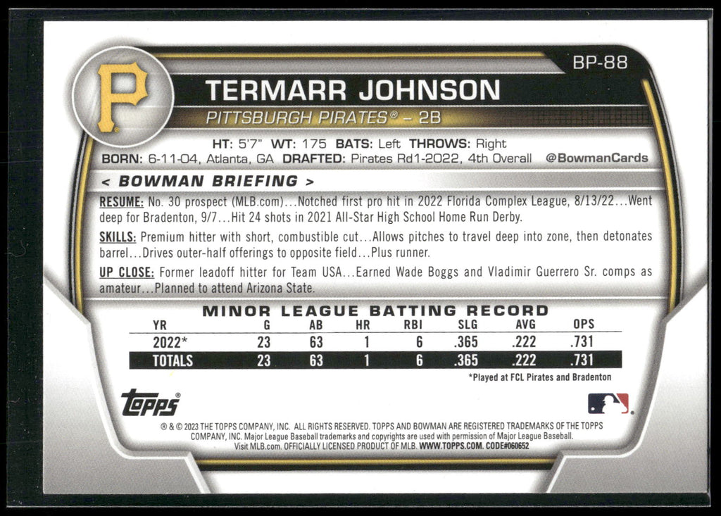 2023 Bowman #BP-88 Termarr Johnson Prospects