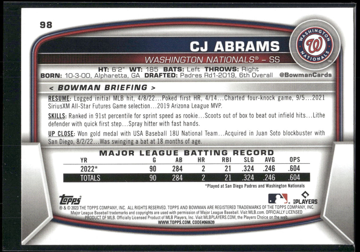 2023 Bowman #98 CJ Abrams