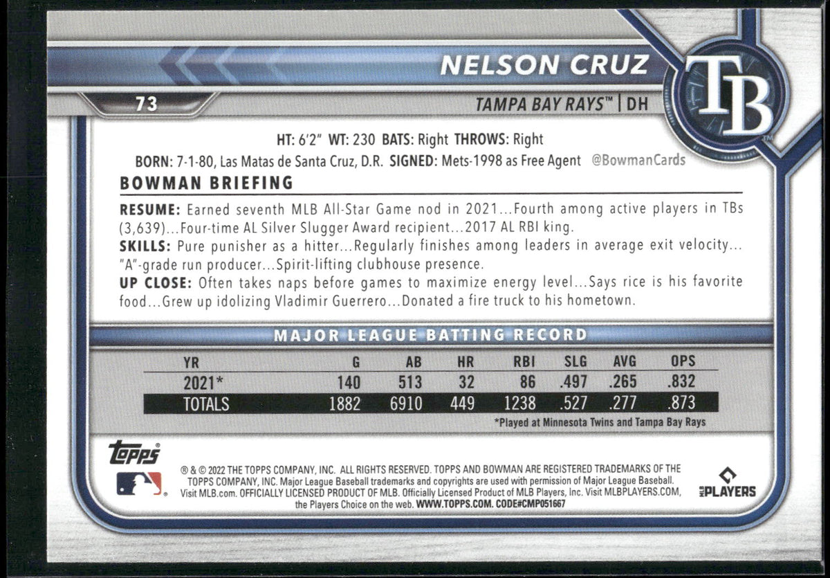 2022 Bowman #73 Nelson Cruz