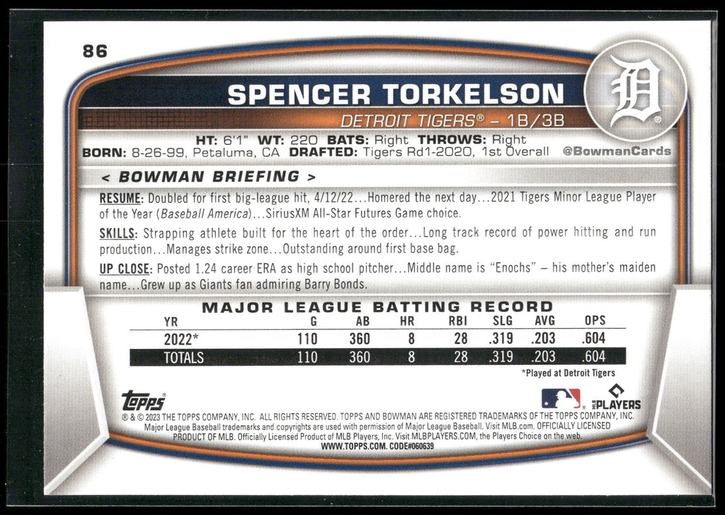 2023 Bowman #86 Spencer Torkelson
