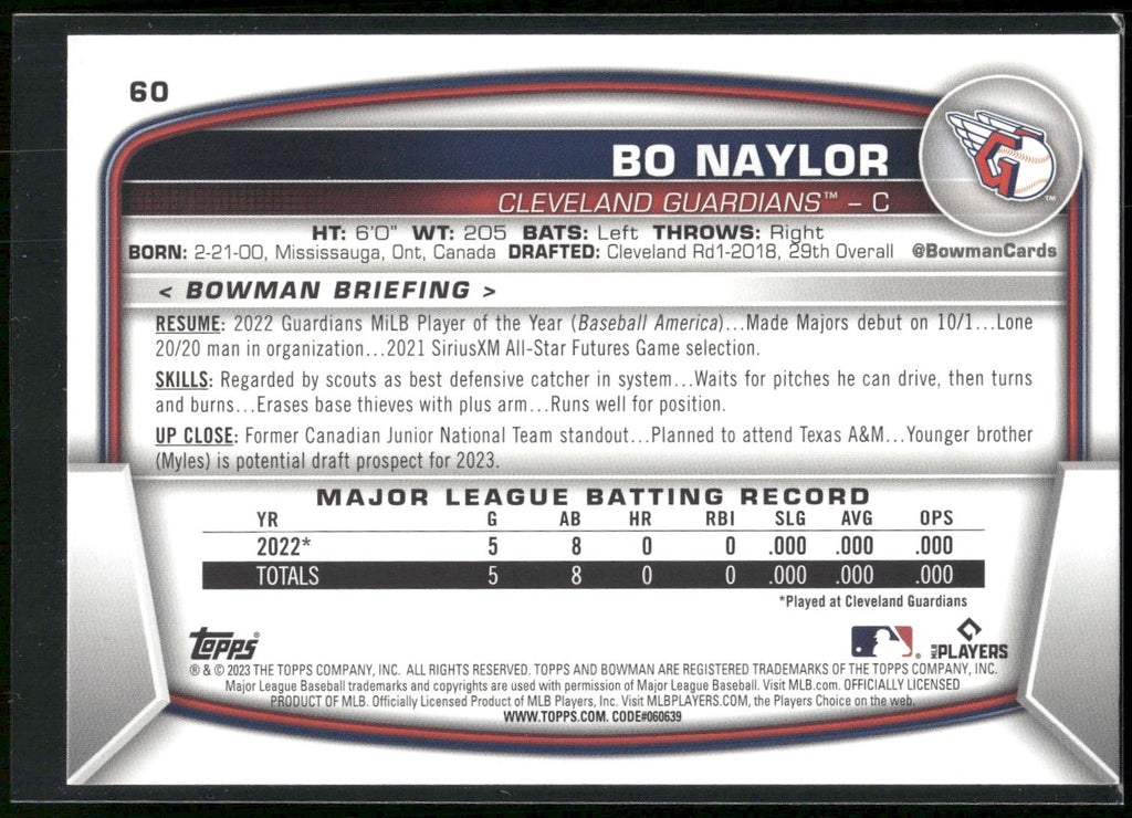 2023 Bowman #60 Bo Naylor