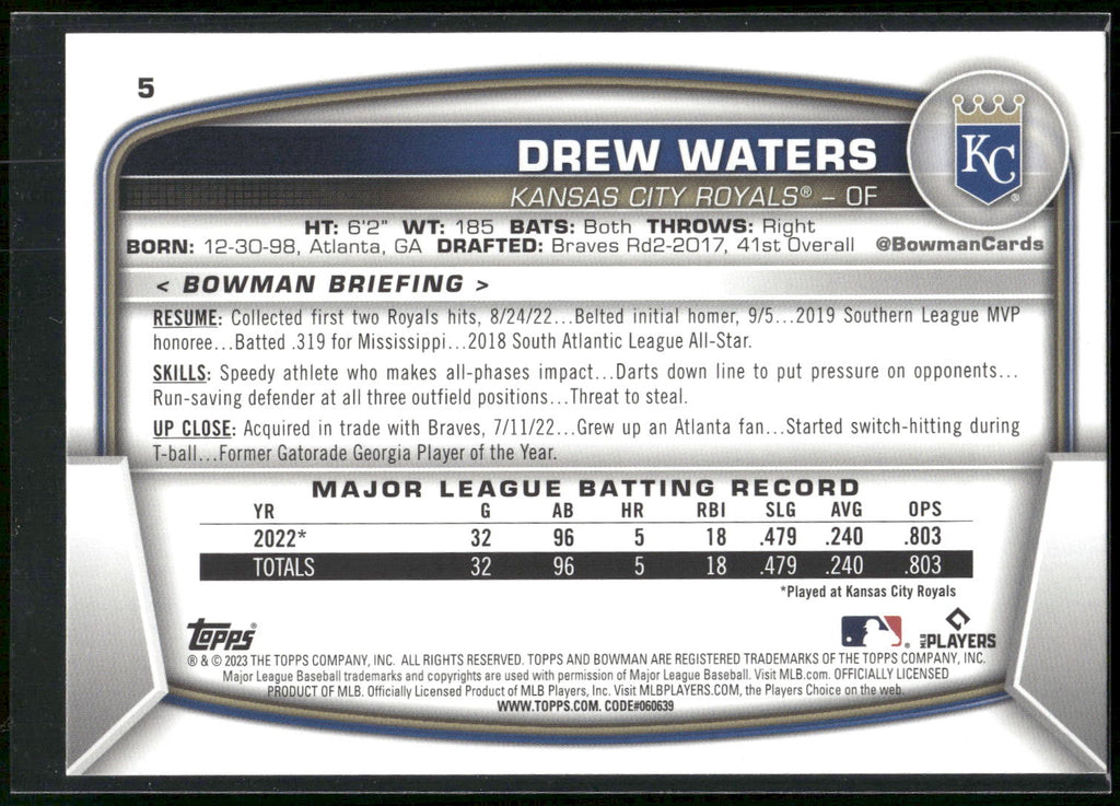 2023 Bowman #5 Drew Waters