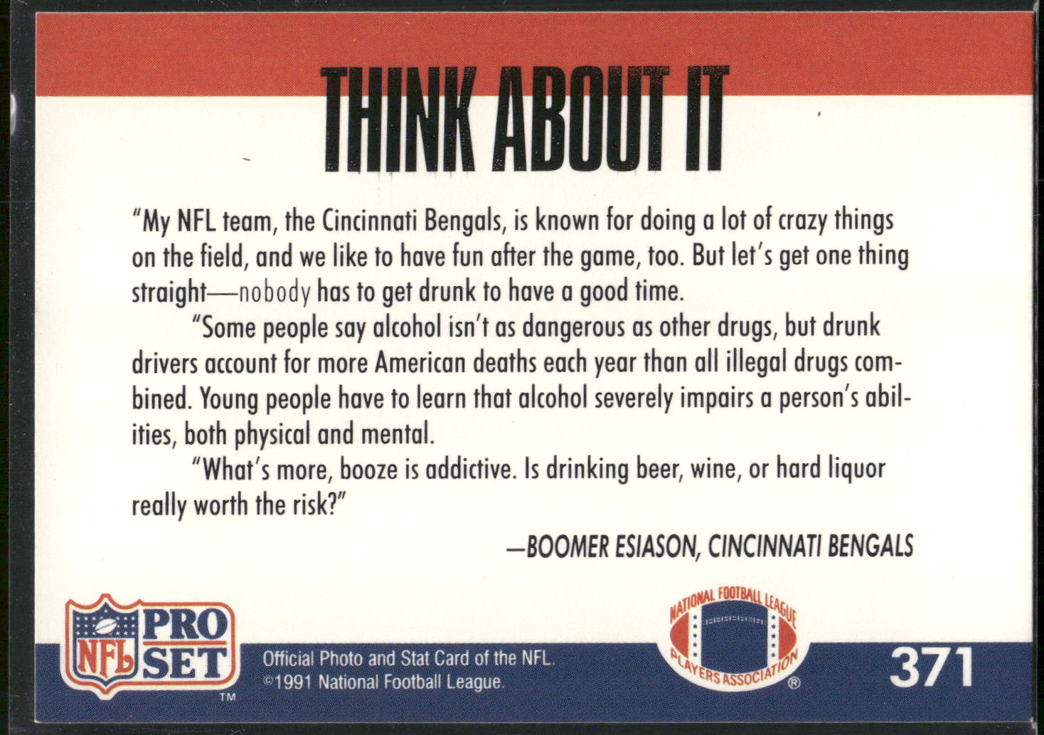 1991 Pro Set #371b Boomer Esiason
