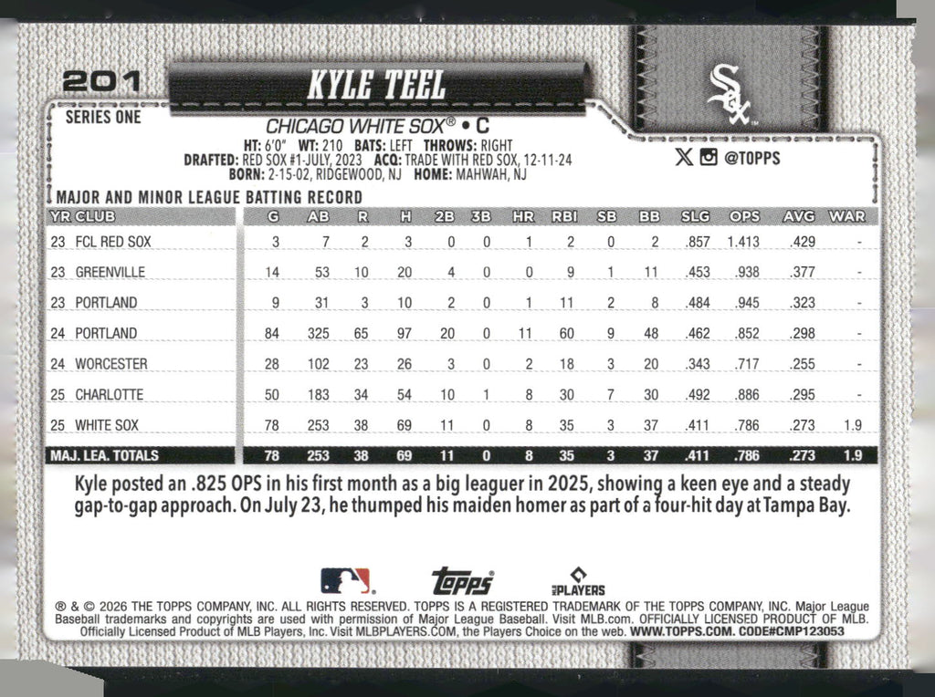 2026 Topps #201 Kyle Teel