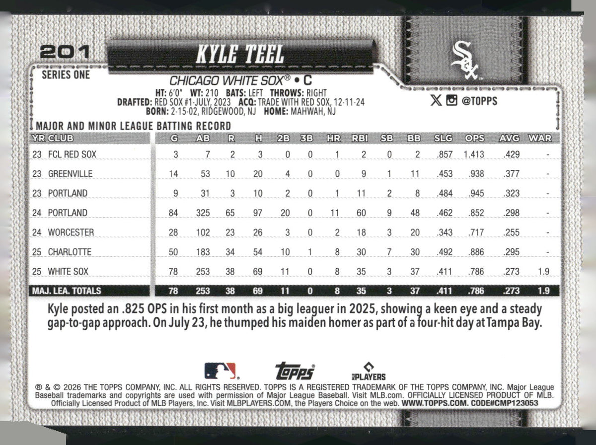 2026 Topps #201 Kyle Teel