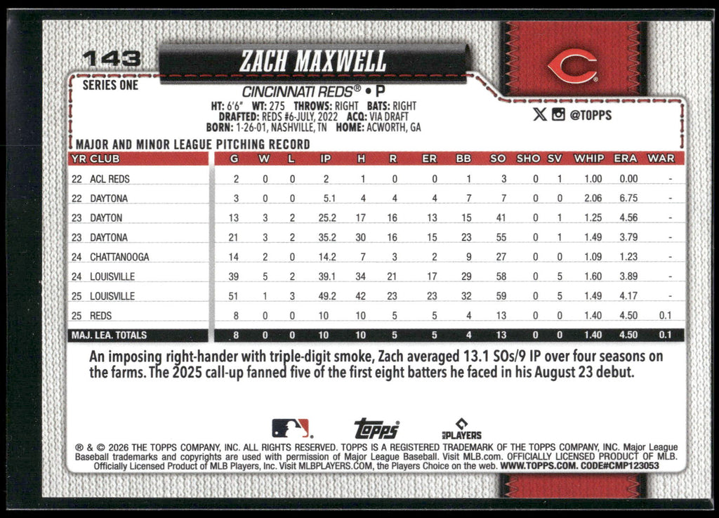 2026 Topps #143 Zach Maxwell