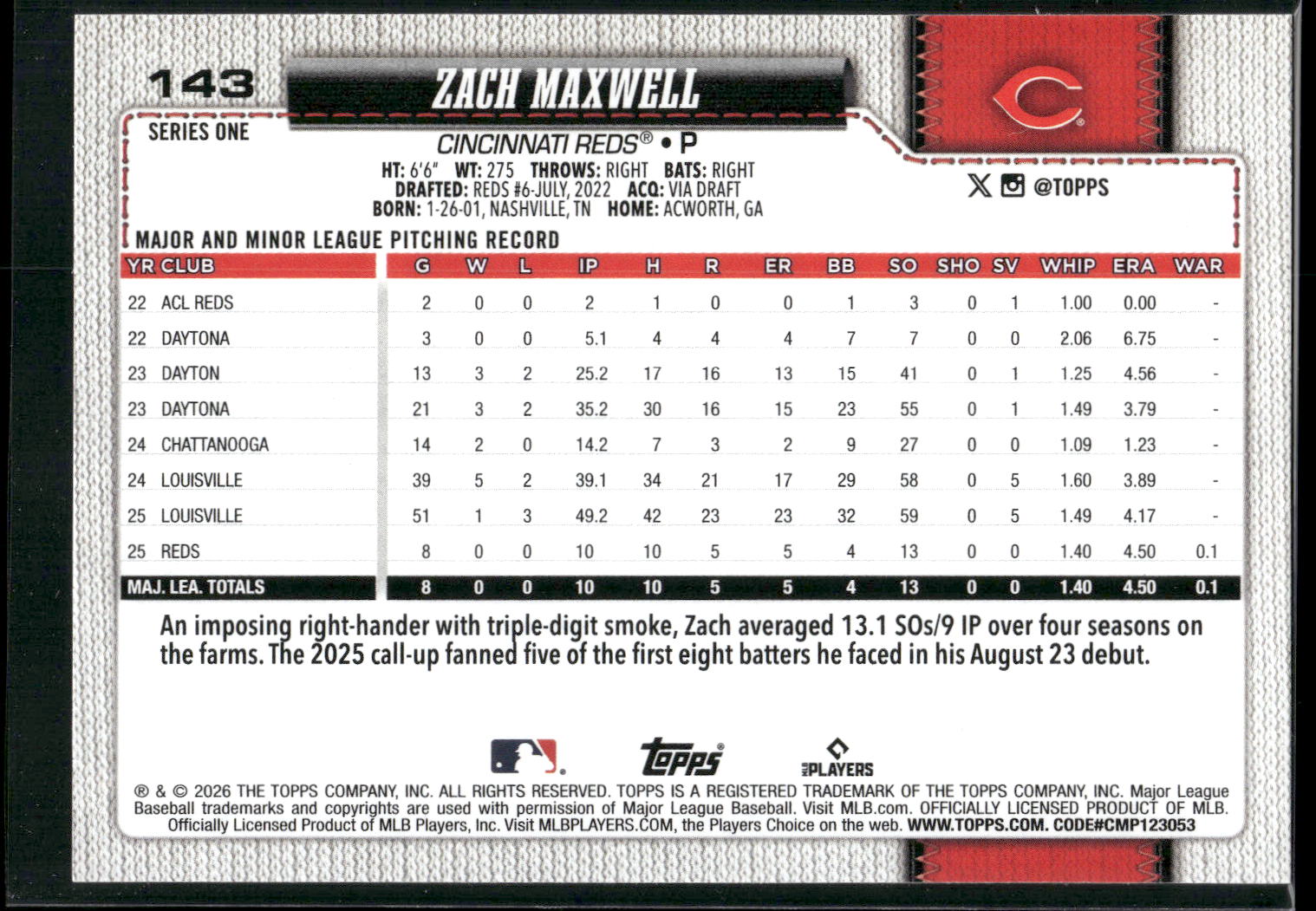 2026 Topps #143 Zach Maxwell