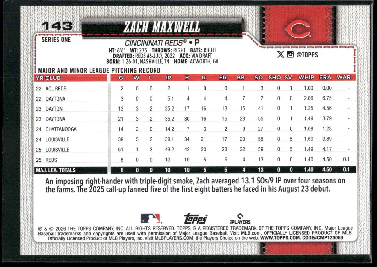 2026 Topps #143 Zach Maxwell
