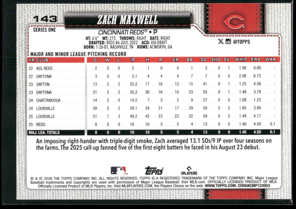 2026 Topps #143 Zach Maxwell