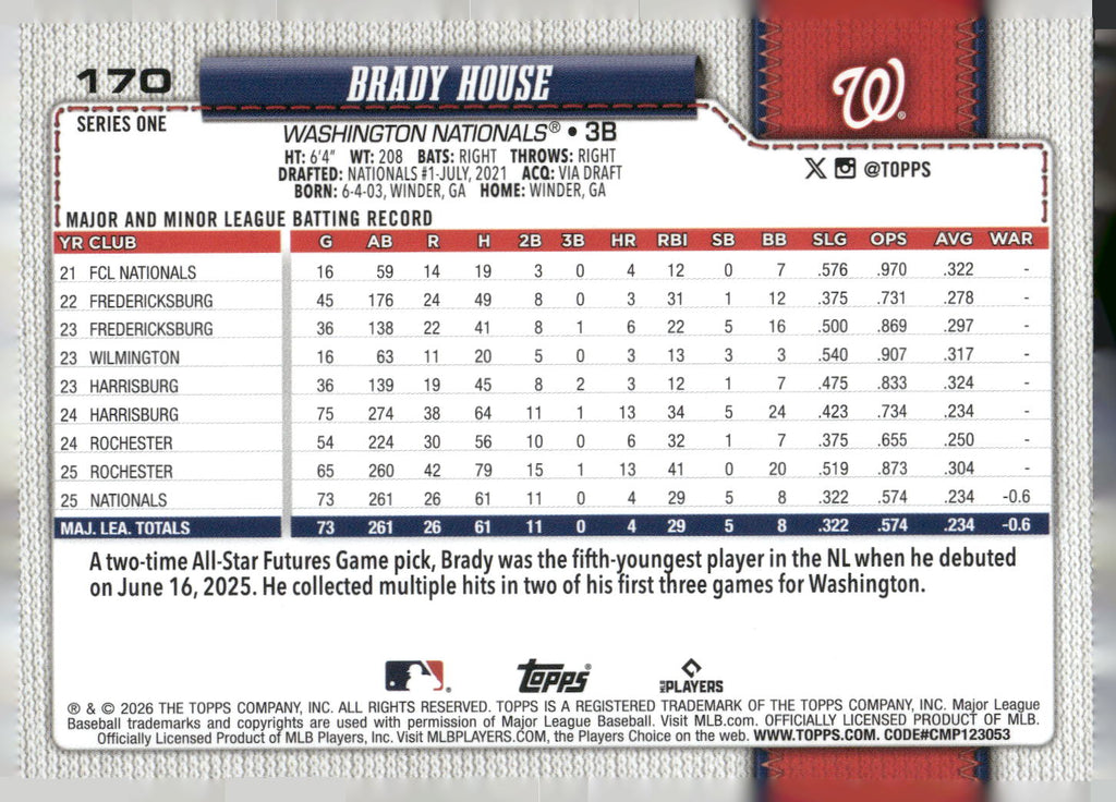 2026 Topps #170 Brady House