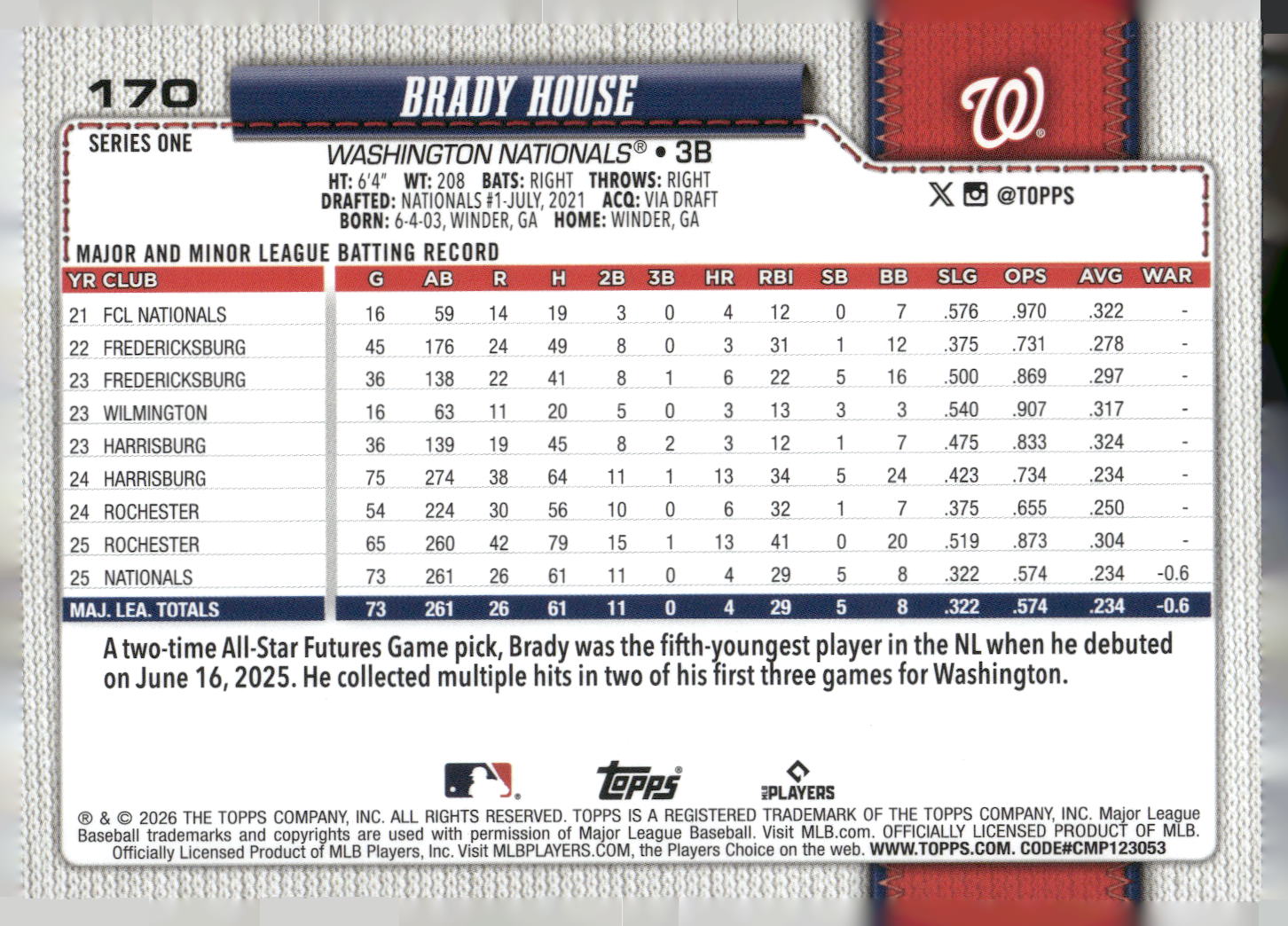 2026 Topps #170 Brady House