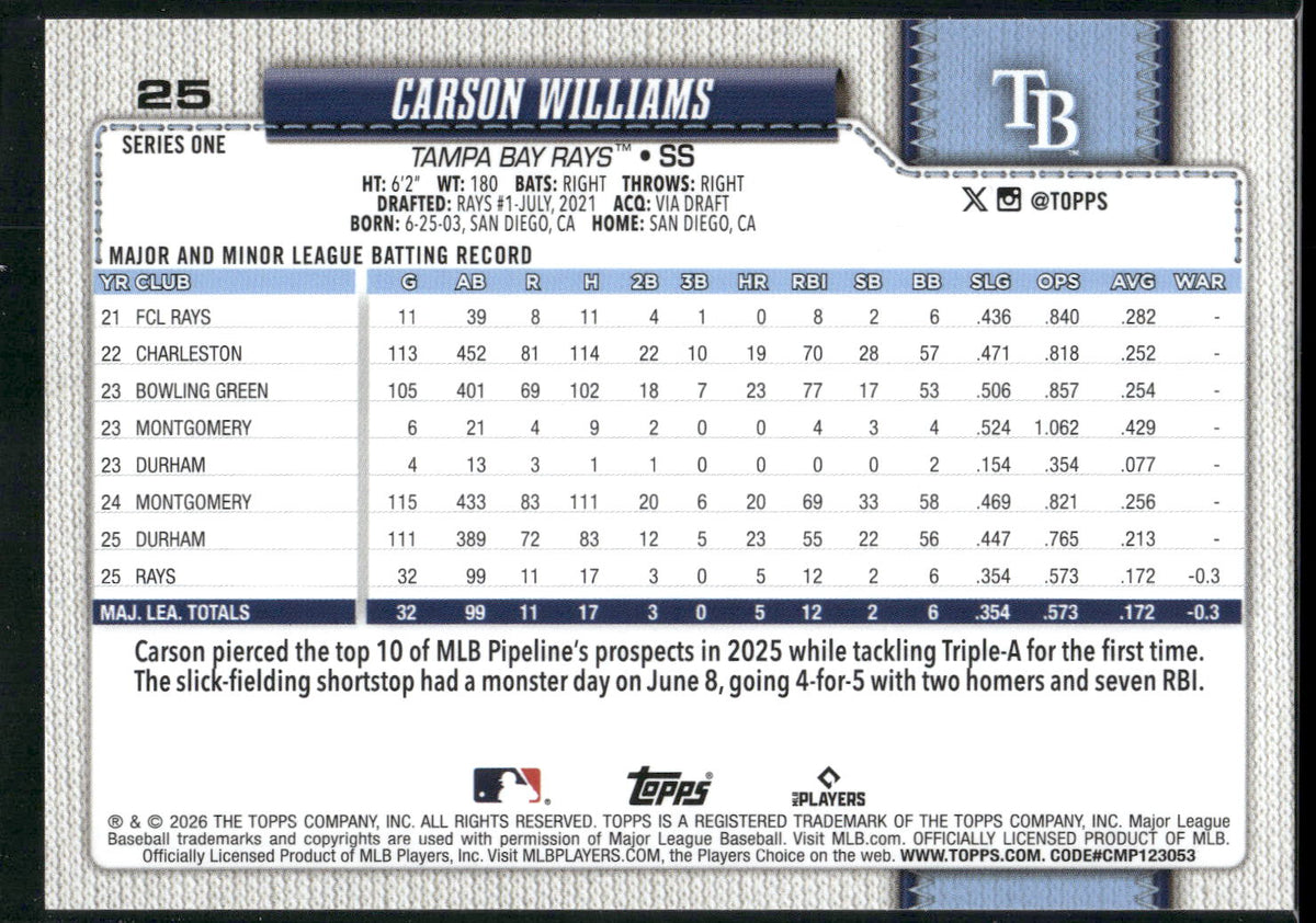 2026 Topps #25 Carson Williams