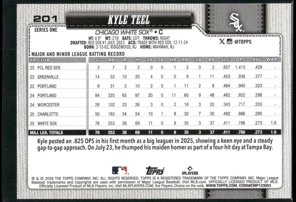 2026 Topps #201 Kyle Teel
