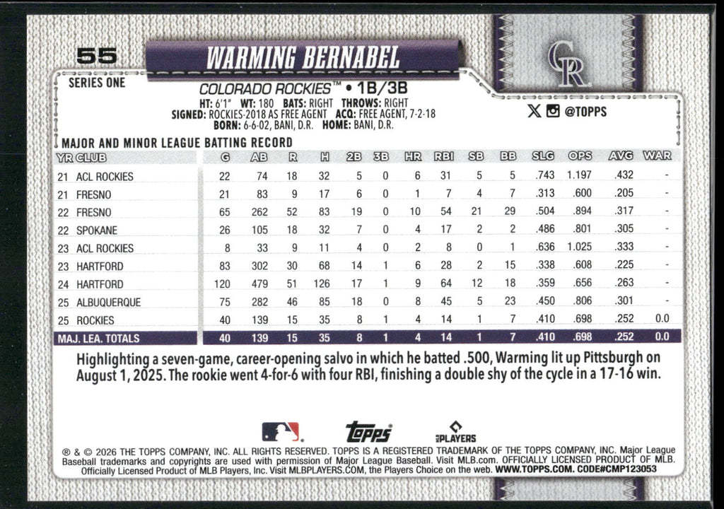2026 Topps #55 Warming Bernabel