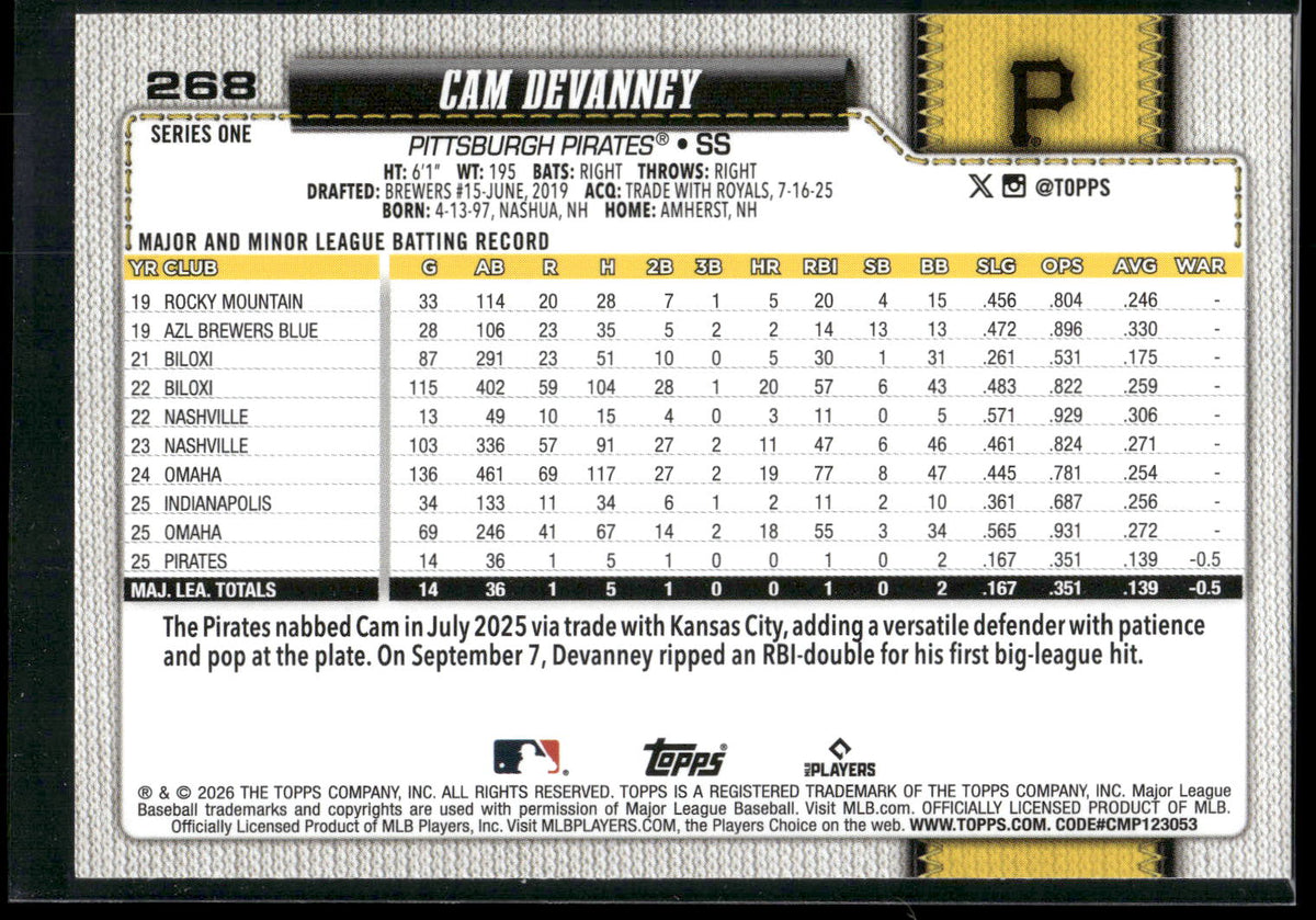 2026 Topps #268 Cam Devanney