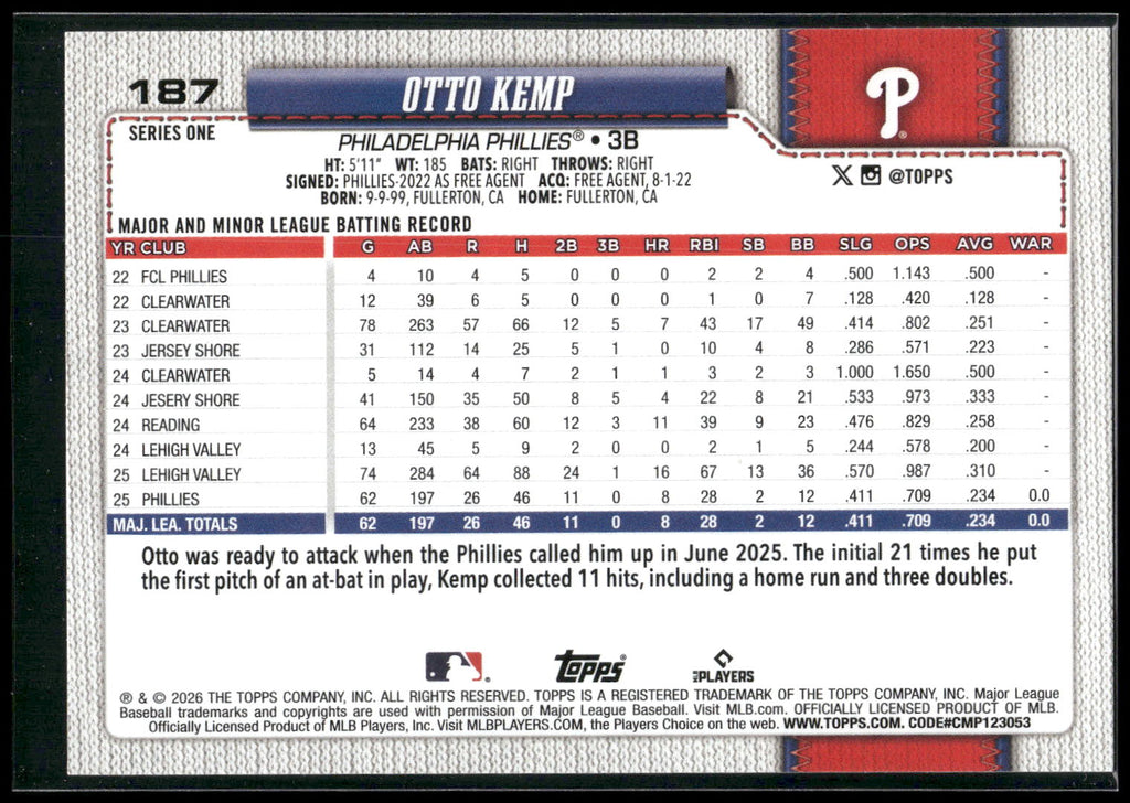2026 Topps #187 Otto Kemp