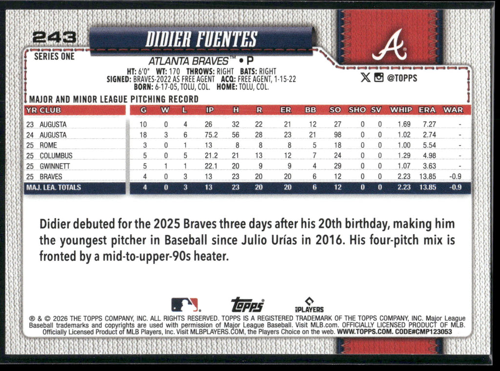2026 Topps #243 Didier Fuentes
