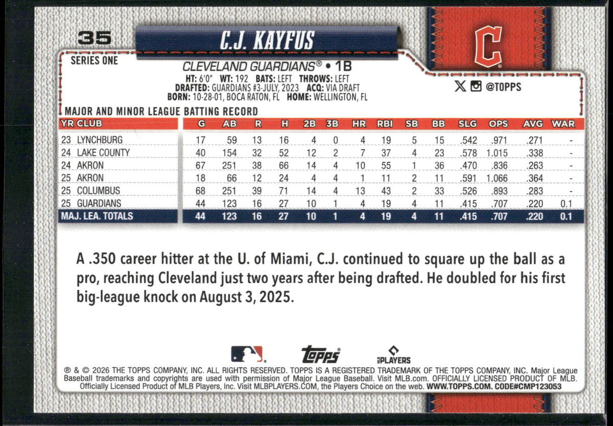 2026 Topps #35 C.J. Kayfus