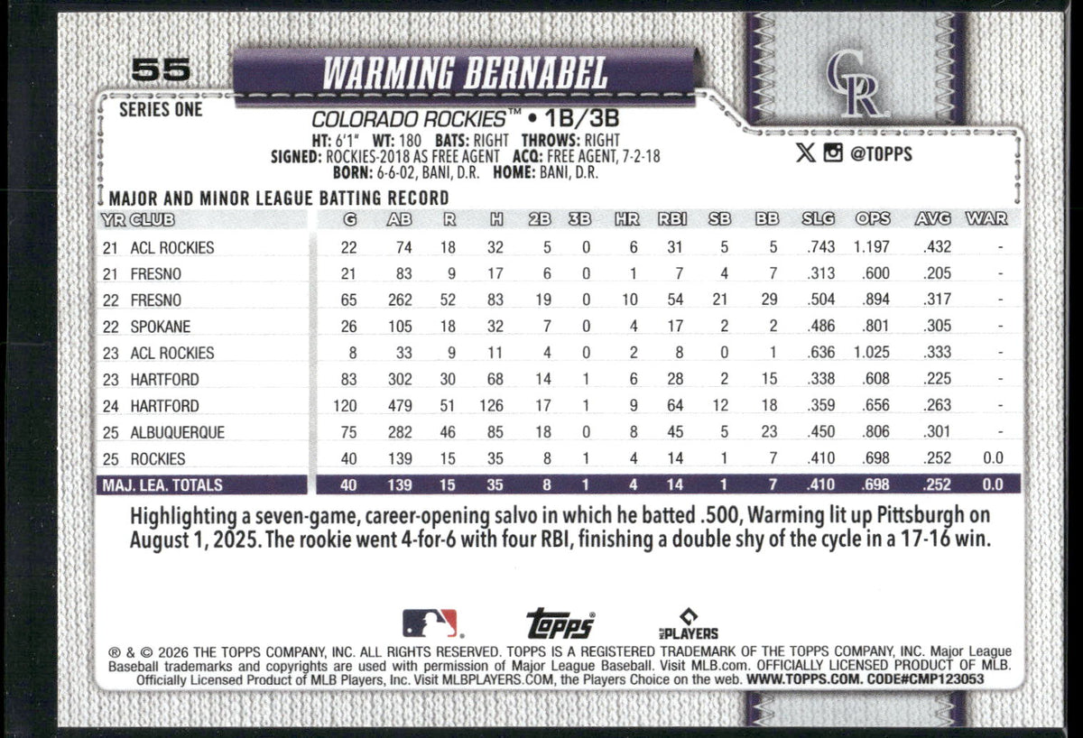 2026 Topps #55 Warming Bernabel
