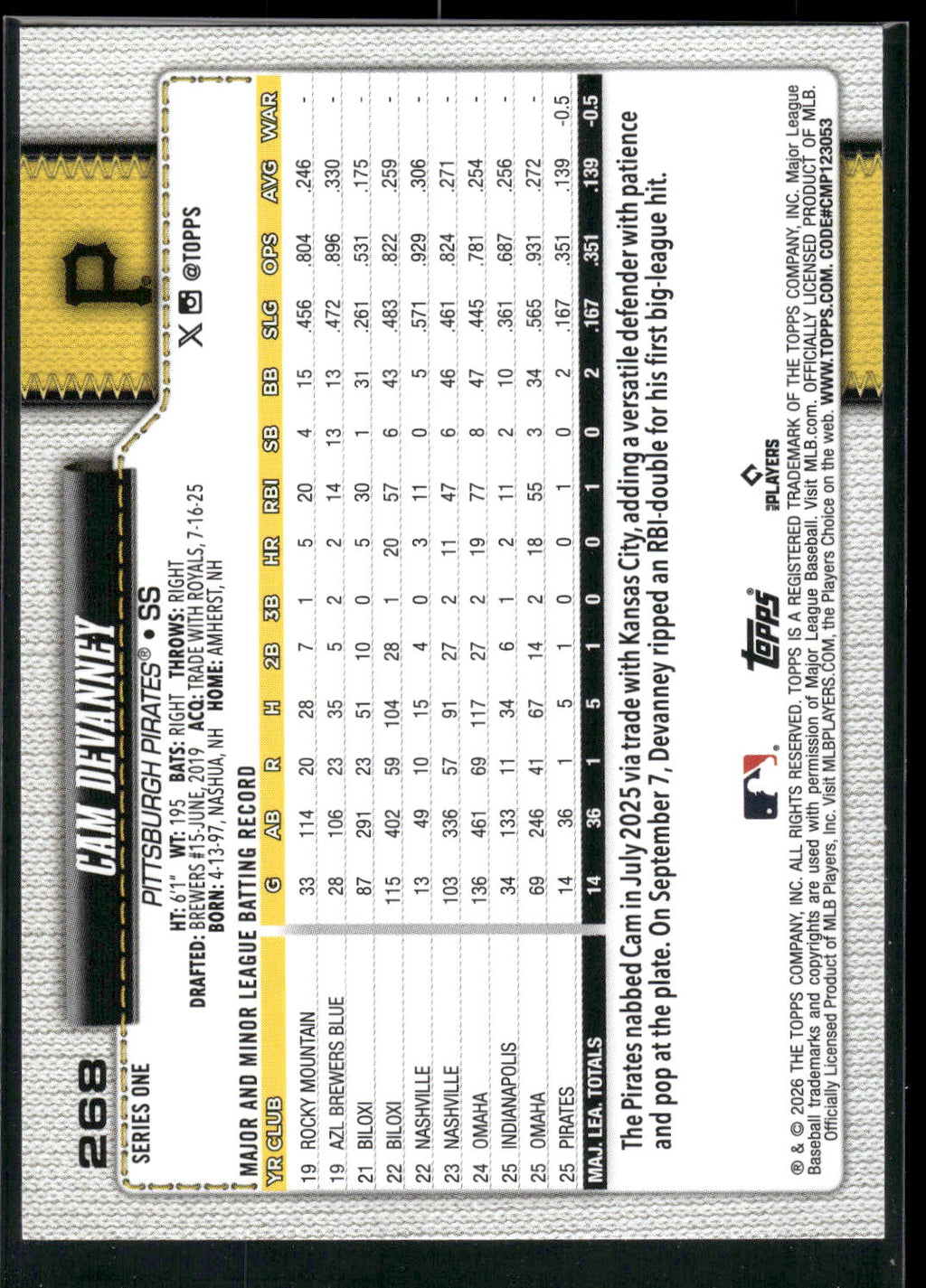 2026 Topps #268 Cam Devanney