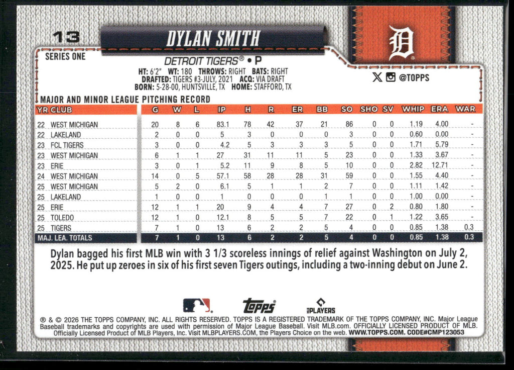 2026 Topps #13 Dylan Smith