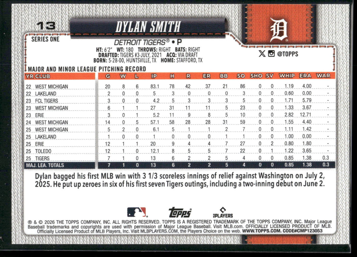 2026 Topps #13 Dylan Smith