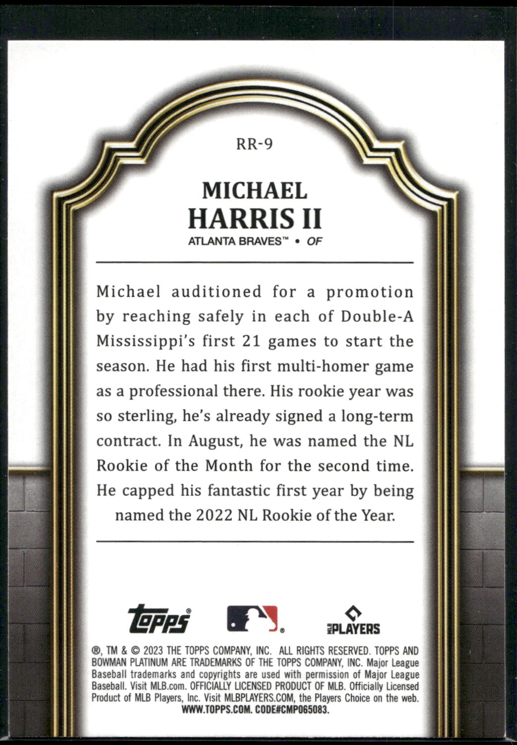 2023 Bowman Platinum #RR-9 Michael Harris II Renowned Rookies