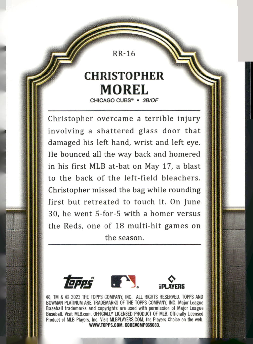 2023 Bowman Platinum #RR-16 Christopher Morel Renowned Rookies
