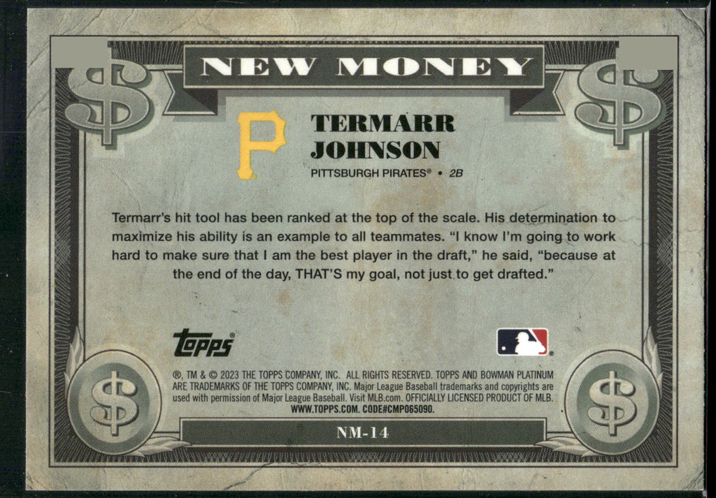 2023 Bowman Platinum #NM-14 Termarr Johnson New Money