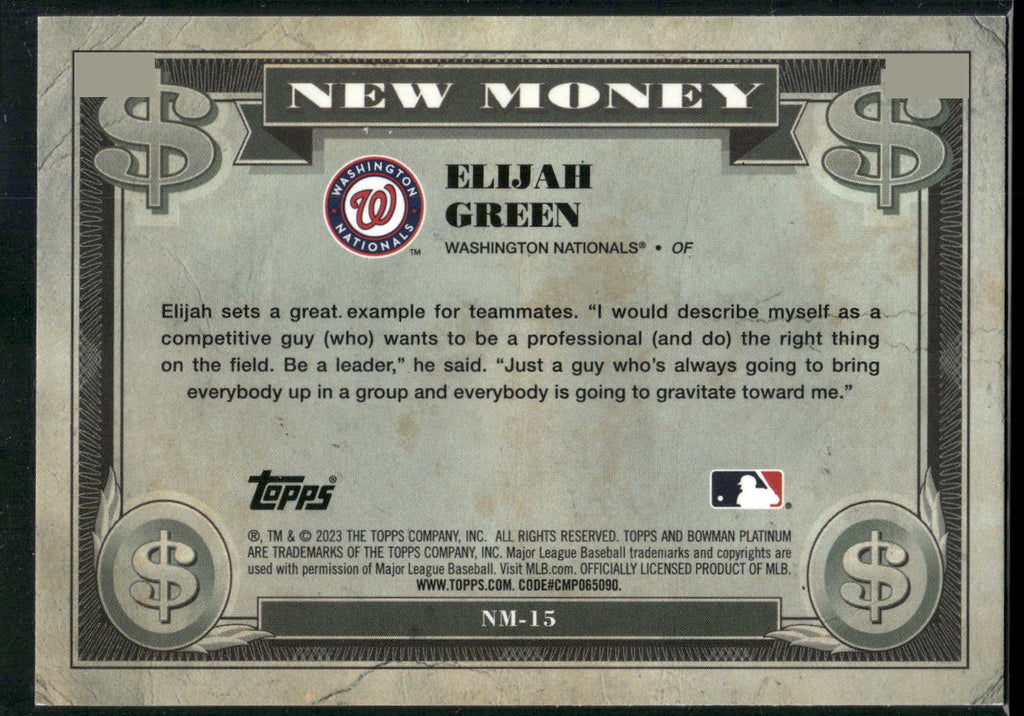 2023 Bowman Platinum #NM-15 Elijah Green New Money