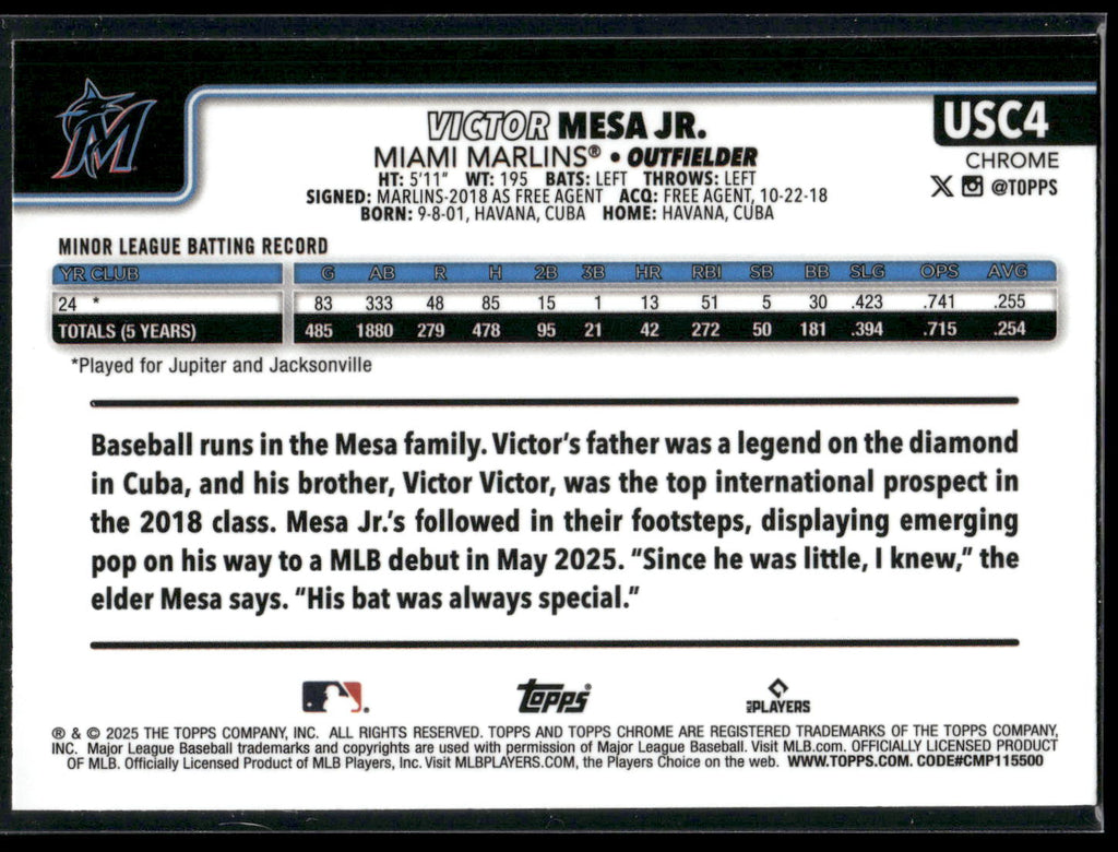 2025 Topps Chrome Update #USC4 Victor Mesa Jr.