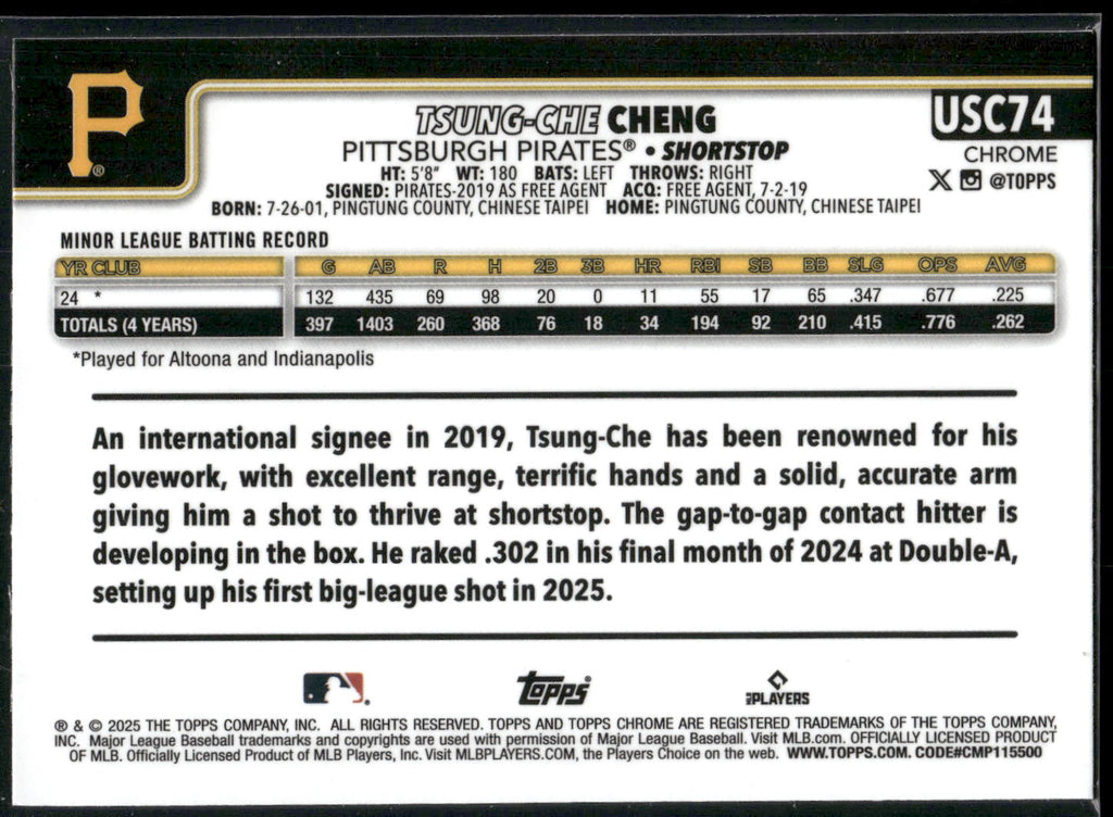 2025 Topps Chrome Update #USC74 Tsung-Che Cheng