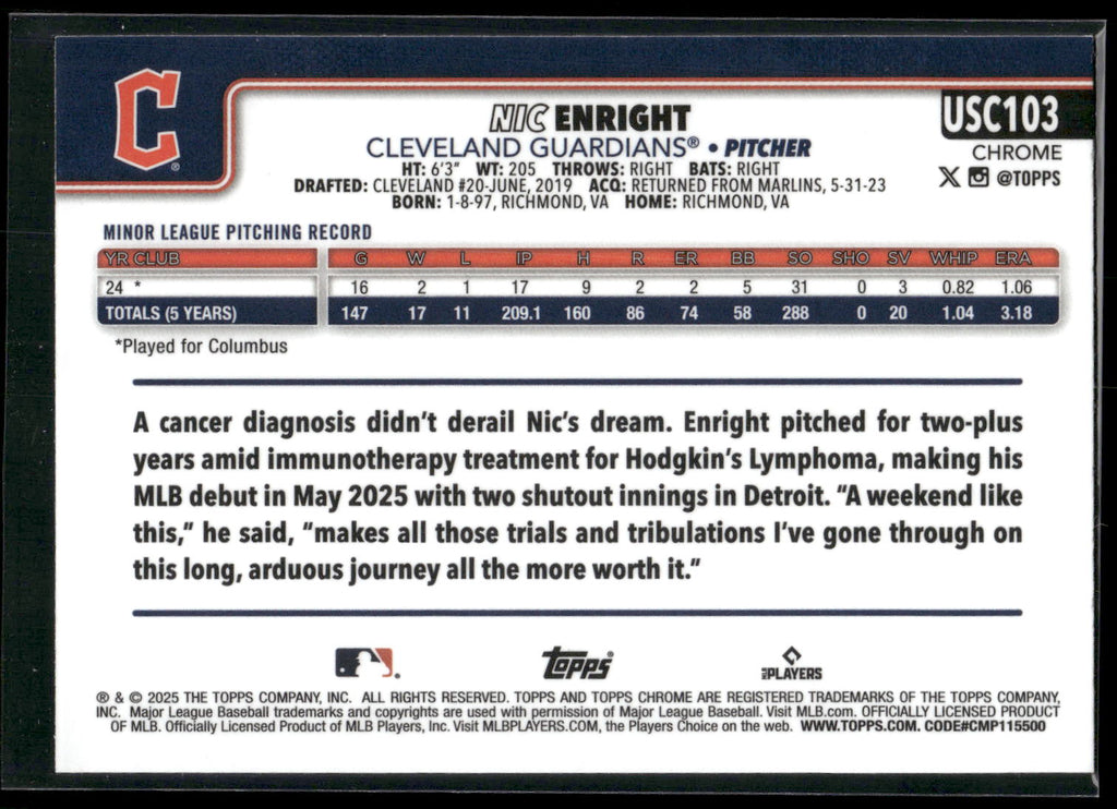2025 Topps Chrome Update #USC103 Nic Enright