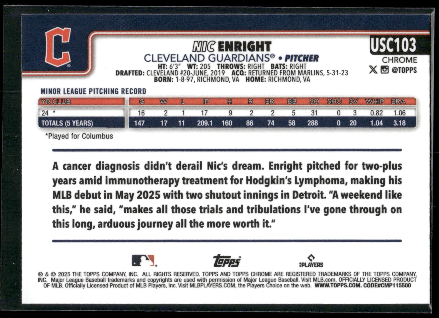 2025 Topps Chrome Update #USC103 Nic Enright