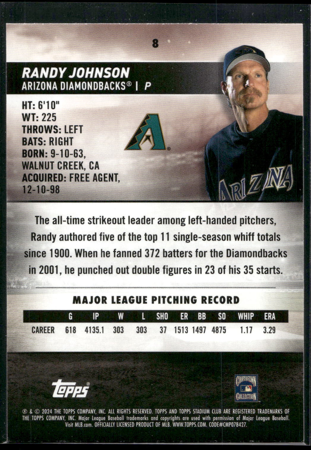 2024 Stadium Club #8 Randy Johnson
