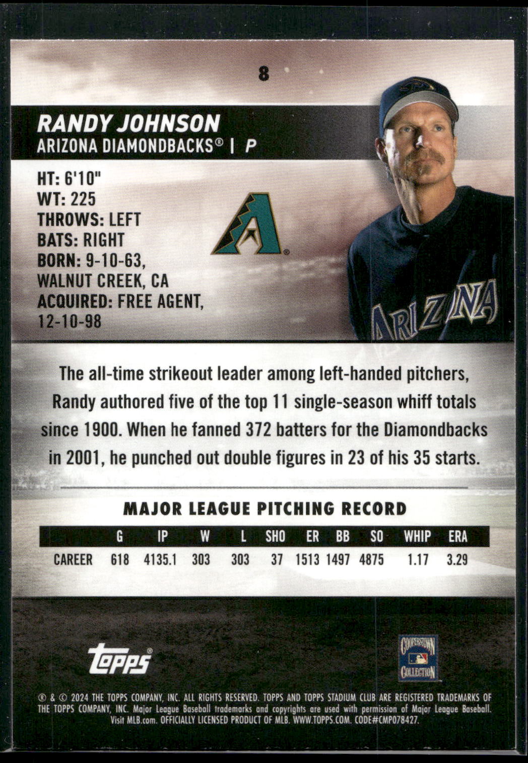 2024 Stadium Club #8 Randy Johnson