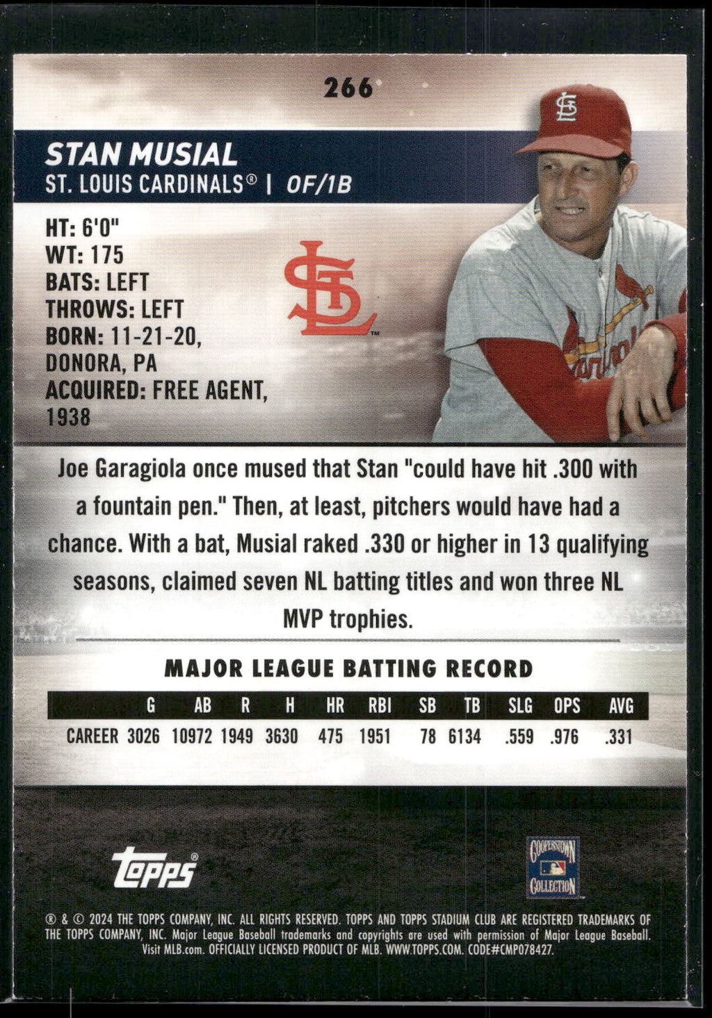 2024 Stadium Club #266 Stan Musial
